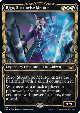 0394 Rigo, Streetwise Mentor (Gilded Foil) R Streets of New Capenna