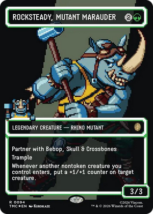 0094 Rocksteady, Mutant Marauder (Borderless) (Surge Foil) R Commander: Teenage Mutant Ninja Turtles