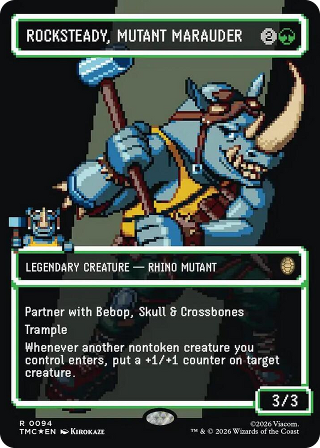 0094 Rocksteady, Mutant Marauder (Borderless) (Surge Foil) R Commander: Teenage Mutant Ninja Turtles