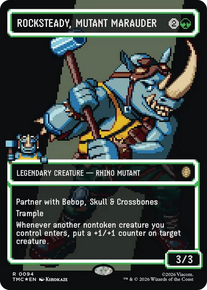 Rocksteady, Mutant Marauder (Borderless) (Surge Foil) #94 R - Commander: Teenage Mutant Ninja Turtles Pokemon card