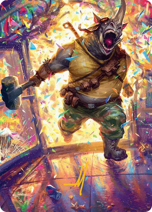 0054 Rocksteady, Rowdy Rhino Art Card (Gold-Stamped Signature) S Art Series: Teenage Mutant Ninja Turtles