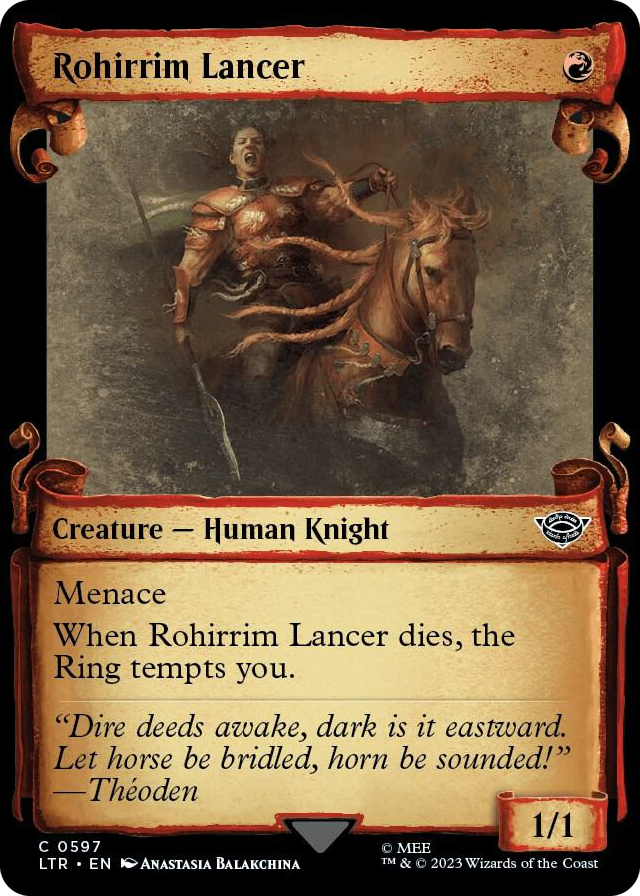 Rohirrim Lancer (Showcase Scrolls) #597 C - Universes Beyond: The Lord of the Rings: Tales of Middle-earth Pokemon card