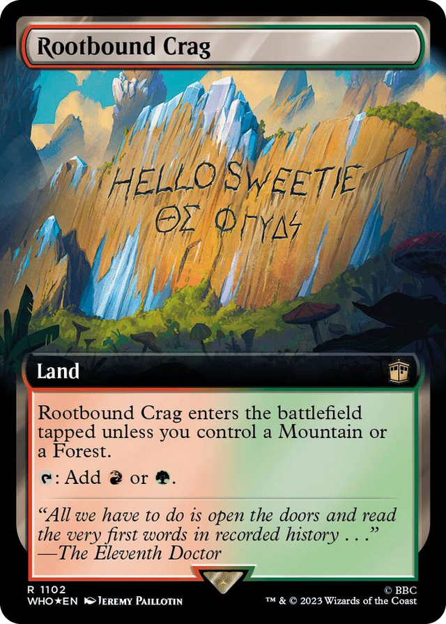 1102 Rootbound Crag (Extended Art) (Surge Foil) R Universes Beyond: Doctor Who