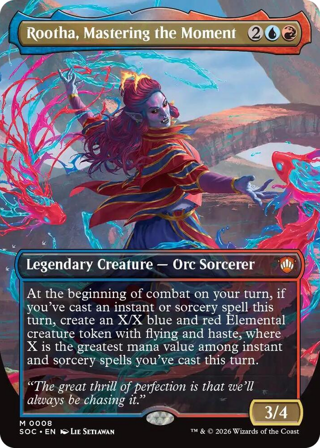 0008 Rootha, Mastering the Moment (Borderless) M Commander: Secrets of Strixhaven
