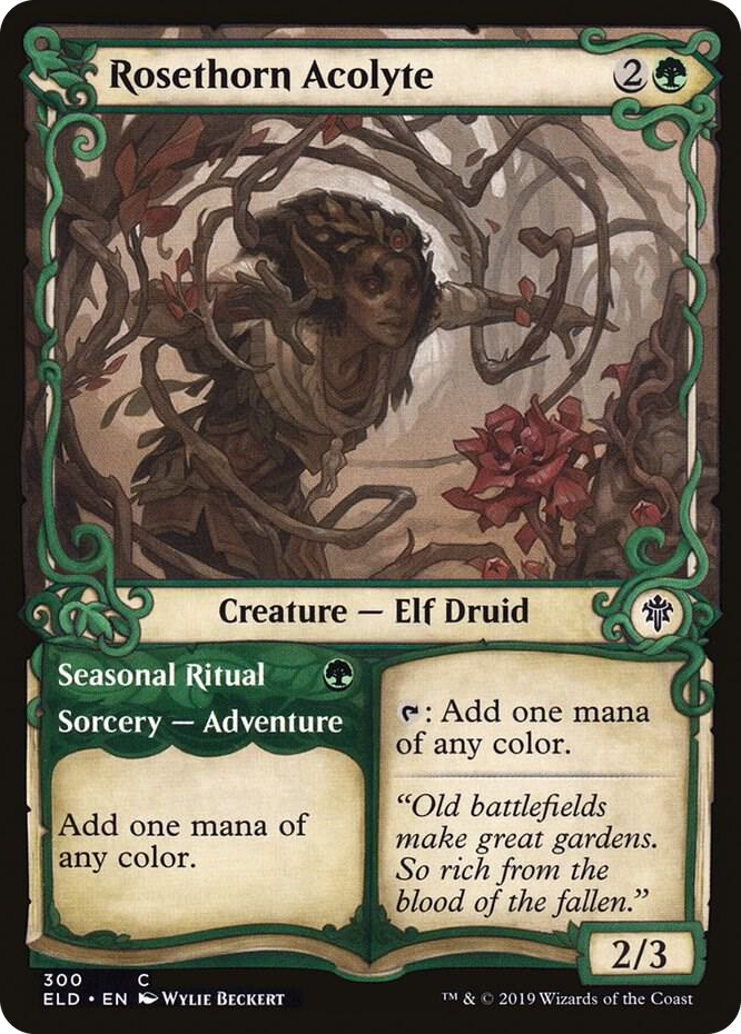 0300 Rosethorn Acolyte (Showcase) C Throne of Eldraine