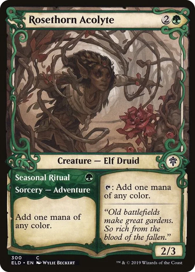 0300 Rosethorn Acolyte (Showcase) C Throne of Eldraine