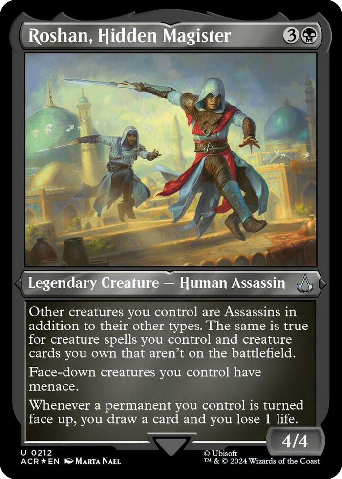Roshan, Hidden Magister (Foil Etched) #212 U - Universes Beyond: Assassin's Creed Pokemon card