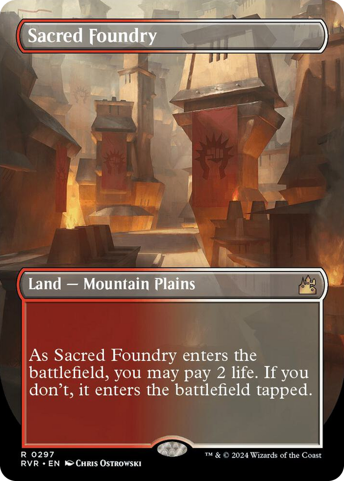 Sacred Foundry (Borderless) #297 R - Ravnica Remastered Pokemon card