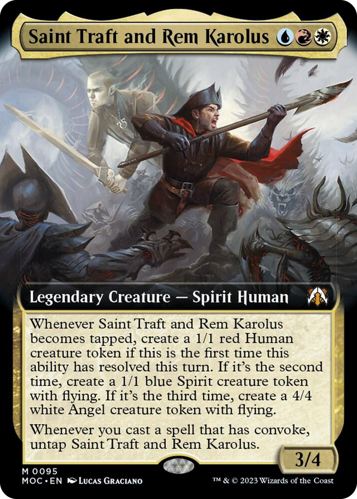 Saint Traft and Rem Karolus (Extended Art) #95 M - Commander: March of the Machine Pokemon card