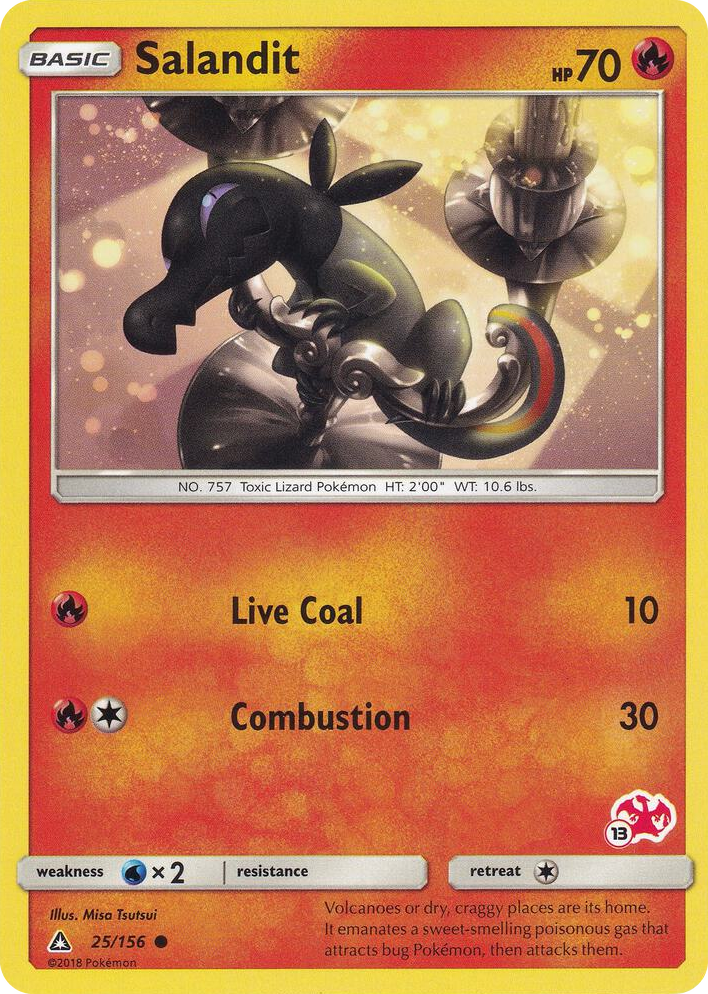 0025 Salandit - 25/156 (#13 Charizard Stamped) Promo Battle Academy