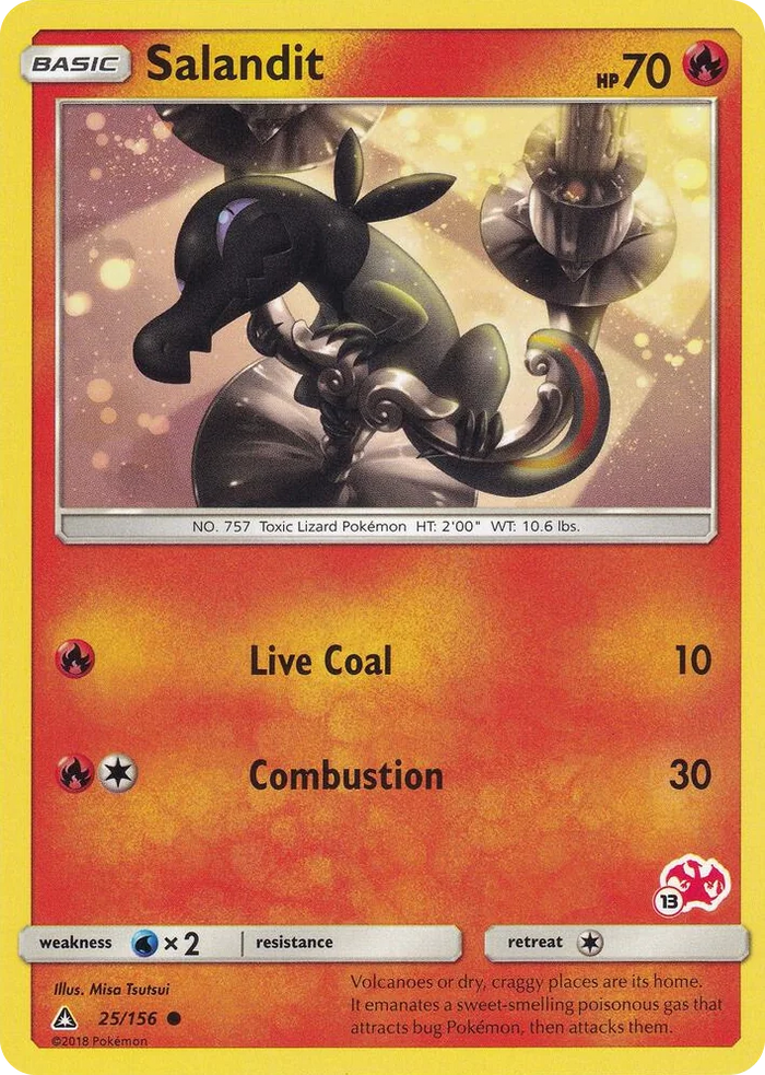 0025 Salandit - 25/156 (#13 Charizard Stamped) Promo Battle Academy