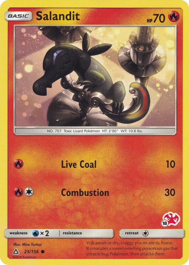 0025 Salandit - 25/156 (#18 Charizard Stamped) Promo Battle Academy