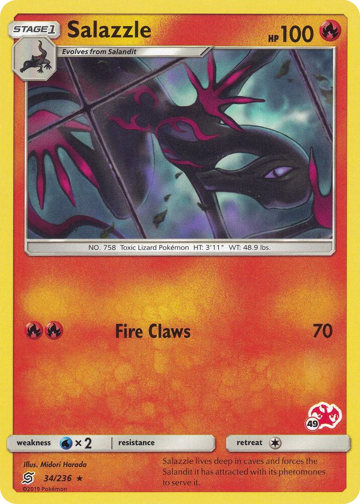 0034 Salazzle - 34/236 (#49 Charizard Stamped) Promo Battle Academy