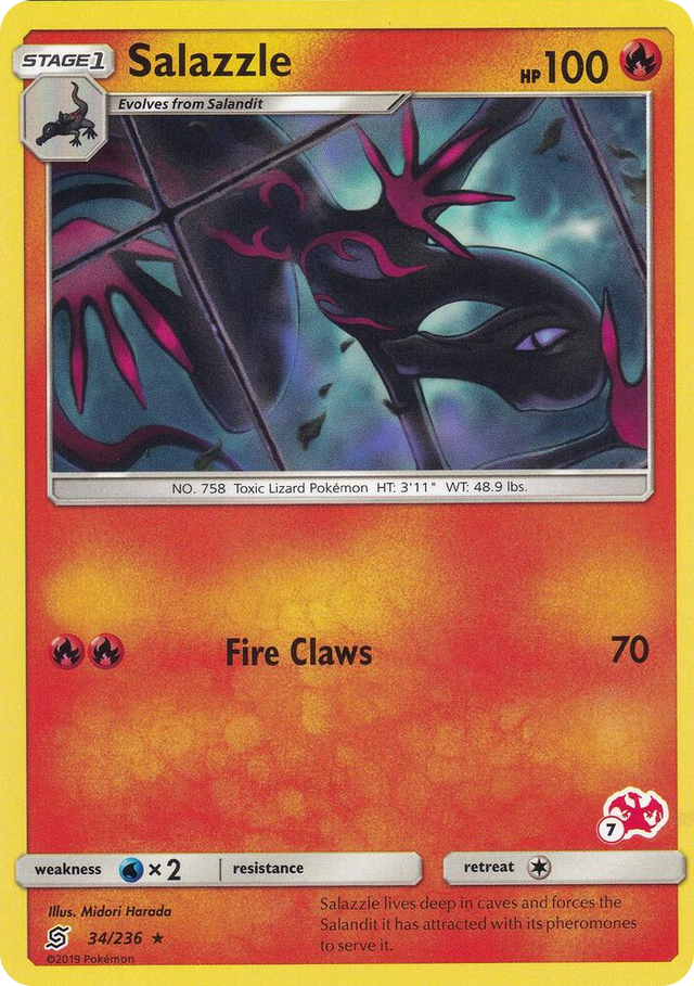 0034 Salazzle - 34/236 (#7 Charizard Stamped) Promo Battle Academy