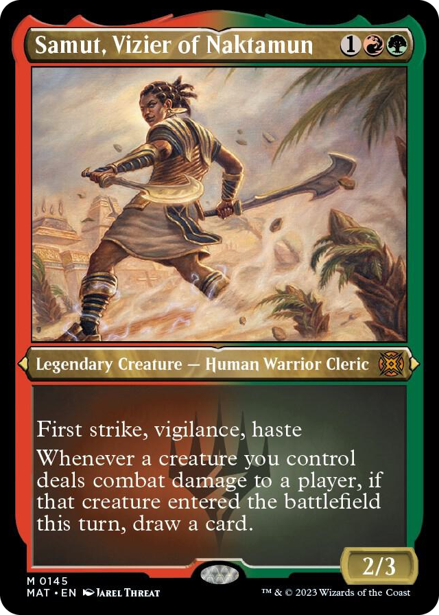 Samut, Vizier of Naktamun (Foil Etched) #145 M - March of the Machine: The Aftermath Pokemon card