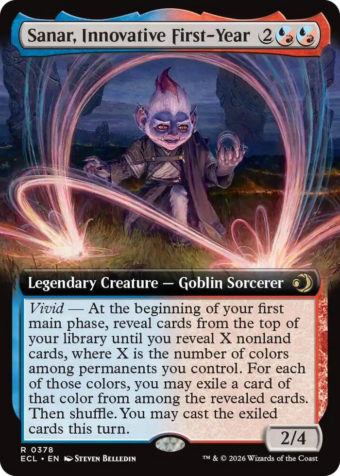 Sanar, Innovative First-Year (Extended Art) #378 R - Lorwyn Eclipsed Pokemon card