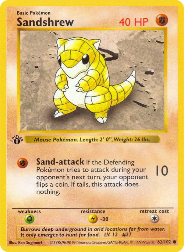 0062 Sandshrew Common Base Set (Shadowless)