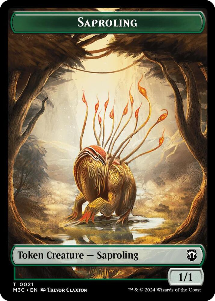 0021 Saproling (Ripple Foil) // Emblem - Garruk, Apex Predator Double-Sided Token T Commander: Modern Horizons 3