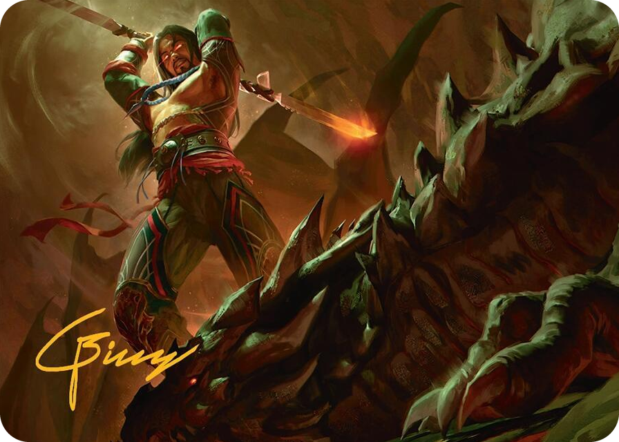 0018 Sarkhan's Resolve Art Card (18/54) (Gold-Stamped Signature) S Art Series: Tarkir: Dragonstorm