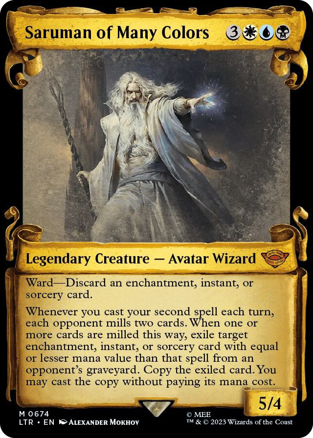 Saruman of Many Colors (Showcase Scrolls) #674 M - Universes Beyond: The Lord of the Rings: Tales of Middle-earth Pokemon card