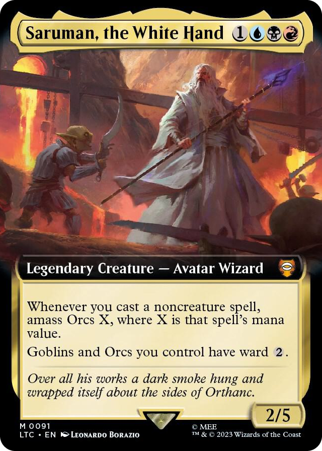 Saruman, the White Hand (Extended Art) #91 M - Commander: The Lord of the Rings: Tales of Middle-earth Pokemon card