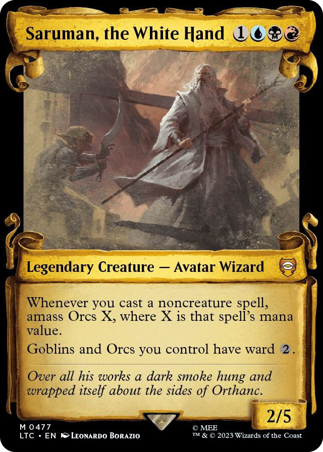 Saruman, the White Hand (Showcase Scrolls) #477 M - Commander: The Lord of the Rings: Tales of Middle-earth Pokemon card