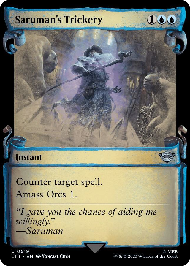 Saruman's Trickery (Showcase Scrolls) #519 U - Universes Beyond: The Lord of the Rings: Tales of Middle-earth Pokemon card