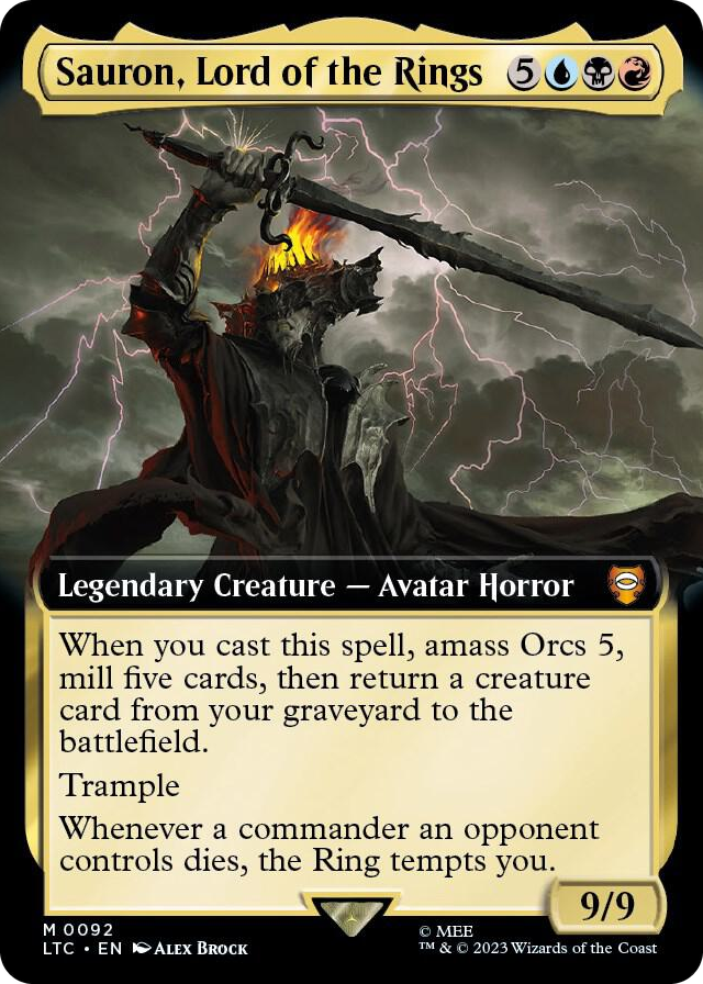 Sauron, Lord of the Rings (Extended Art) #92 M - Commander: The Lord of the Rings: Tales of Middle-earth Pokemon card