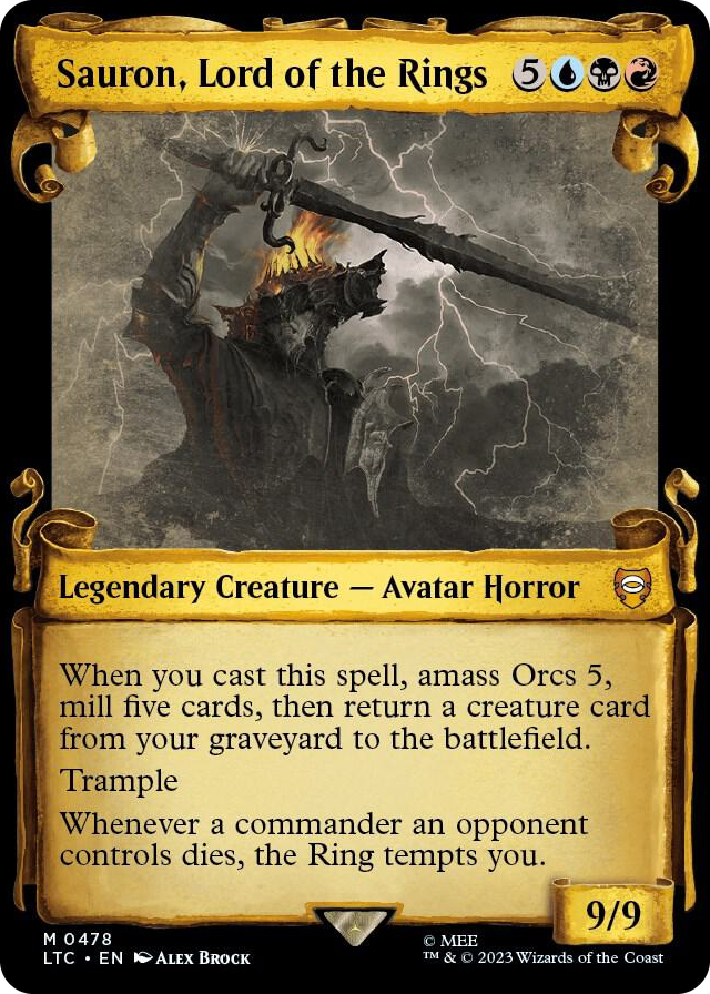 Sauron, Lord of the Rings (Showcase Scrolls) #478 M - Commander: The Lord of the Rings: Tales of Middle-earth Pokemon card