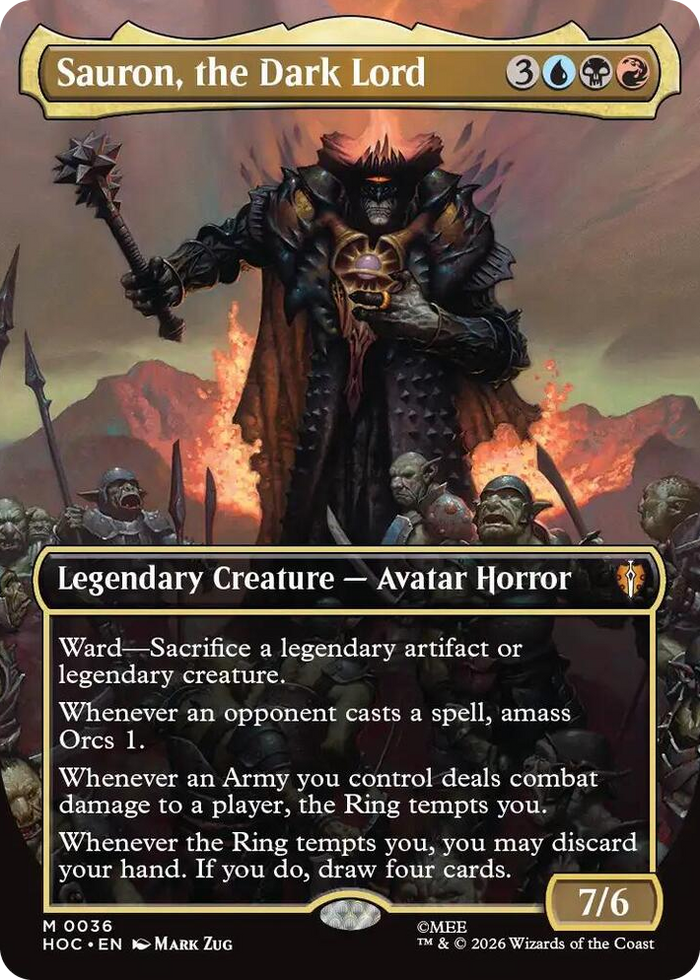 Sauron, the Dark Lord (Borderless) #36 M - The Hobbit: Eternal-Legal Pokemon card
