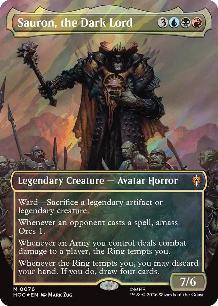 0076 Sauron, the Dark Lord (Borderless) (Surge Foil) M The Hobbit: Eternal-Legal