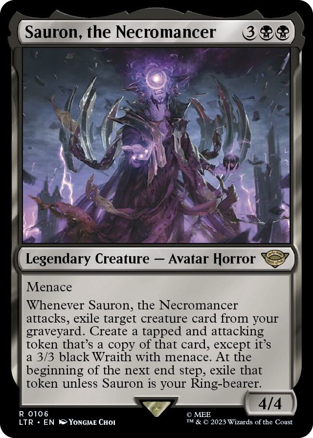 Sauron, the Necromancer #106 R - Universes Beyond: The Lord of the Rings: Tales of Middle-earth Pokemon card