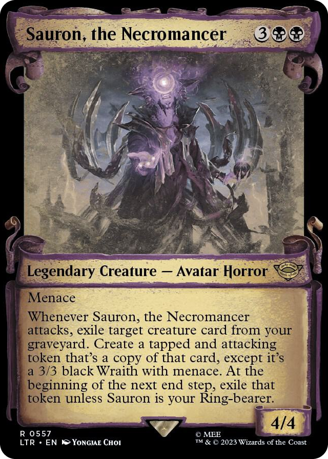 Sauron, the Necromancer (Showcase Scrolls) #557 R - Universes Beyond: The Lord of the Rings: Tales of Middle-earth Pokemon card