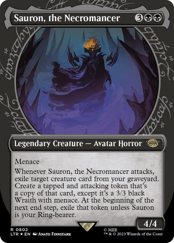 Sauron, the Necromancer (Showcase) (Surge Foil) #802 R - Universes Beyond: The Lord of the Rings: Tales of Middle-earth Pokemon card