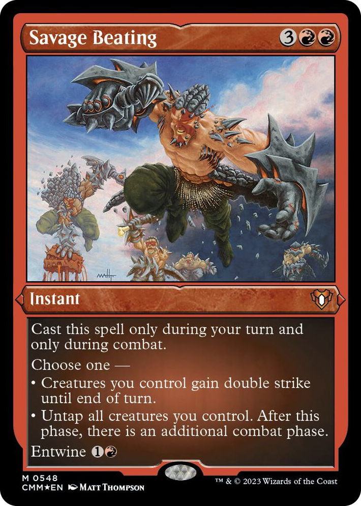 0548 Savage Beating (Foil Etched) M Commander Masters