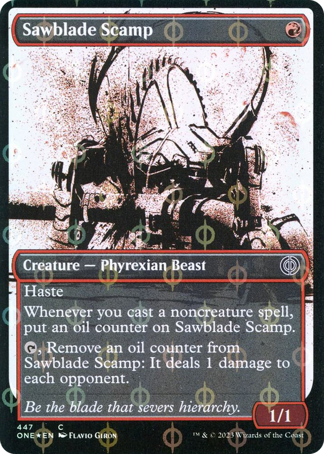 0447 Sawblade Scamp (Showcase) (Step-and-Compleat Foil) C Phyrexia: All Will Be One