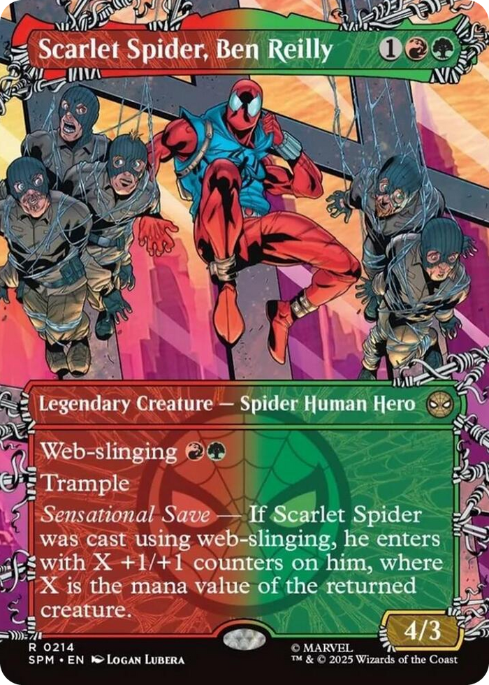 Scarlet Spider, Ben Reilly (Borderless) #214 R - Marvel's Spider-Man Pokemon card
