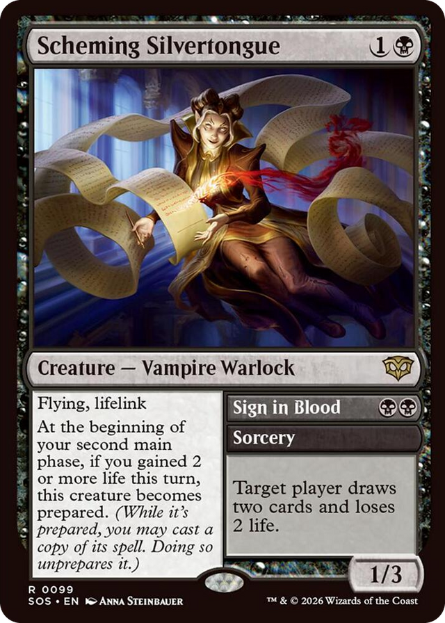 0099 Scheming Silvertongue R Secrets of Strixhaven