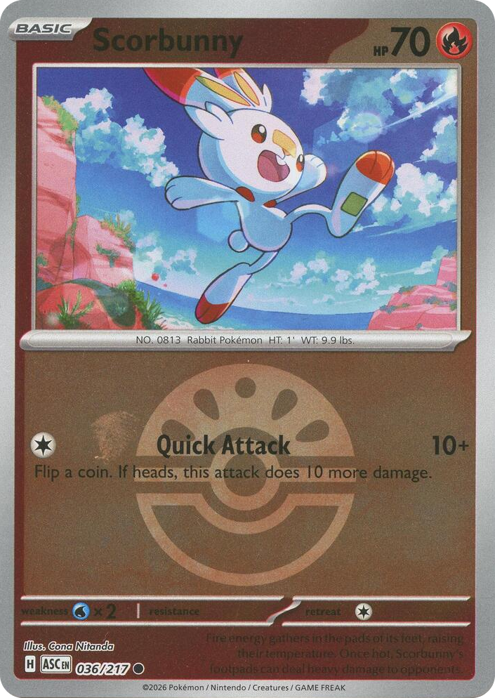 0036 Scorbunny - 036/217 (Friend Ball) Common Ascended Heroes