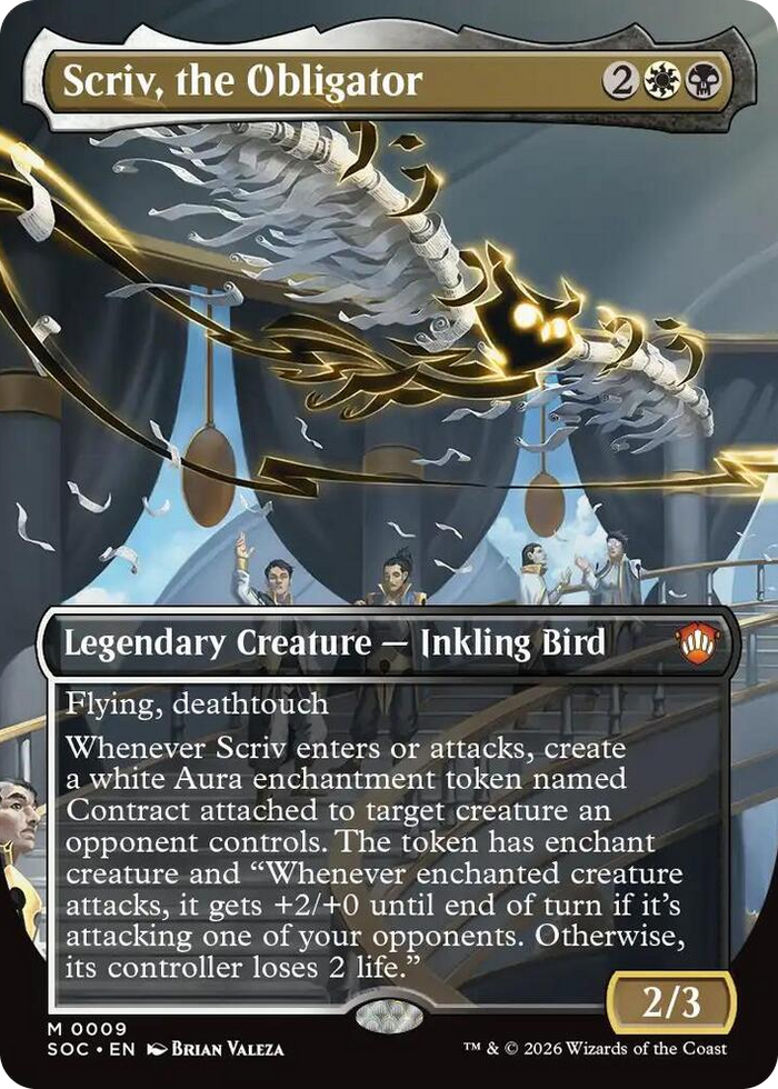 Scriv, the Obligator (Borderless) #9 M - Commander: Secrets of Strixhaven Pokemon card
