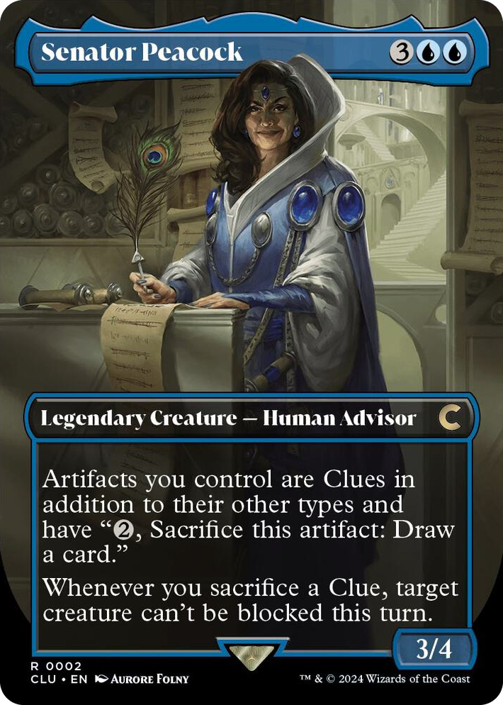 0002 Senator Peacock (Borderless) R Ravnica: Clue Edition