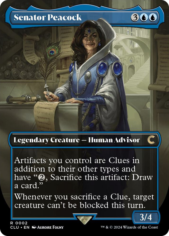 0002 Senator Peacock (Borderless) R Ravnica: Clue Edition