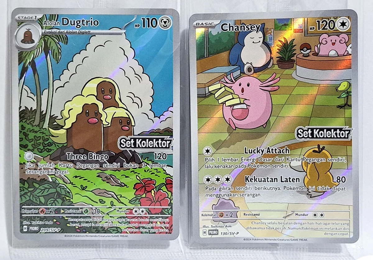 Set Kolektor Indonesian Sealed Promo Lot of 2 Chansey & Alolan Dugtrio