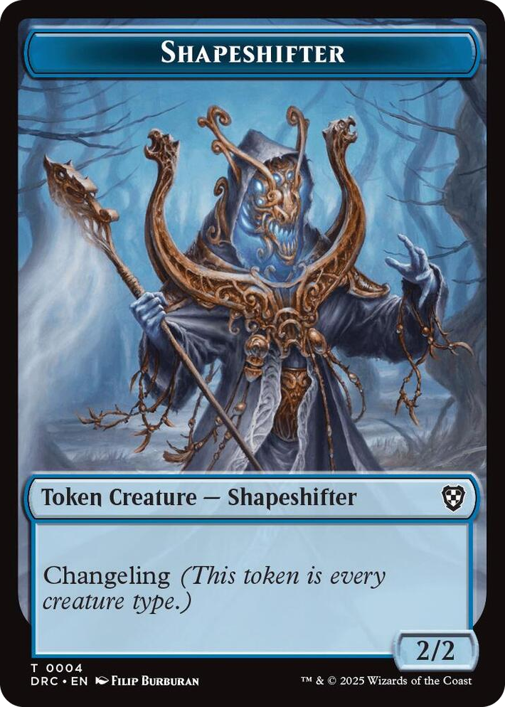0004 Shapeshifter // Zombie (0003) Double-Sided Token T Commander: Aetherdrift