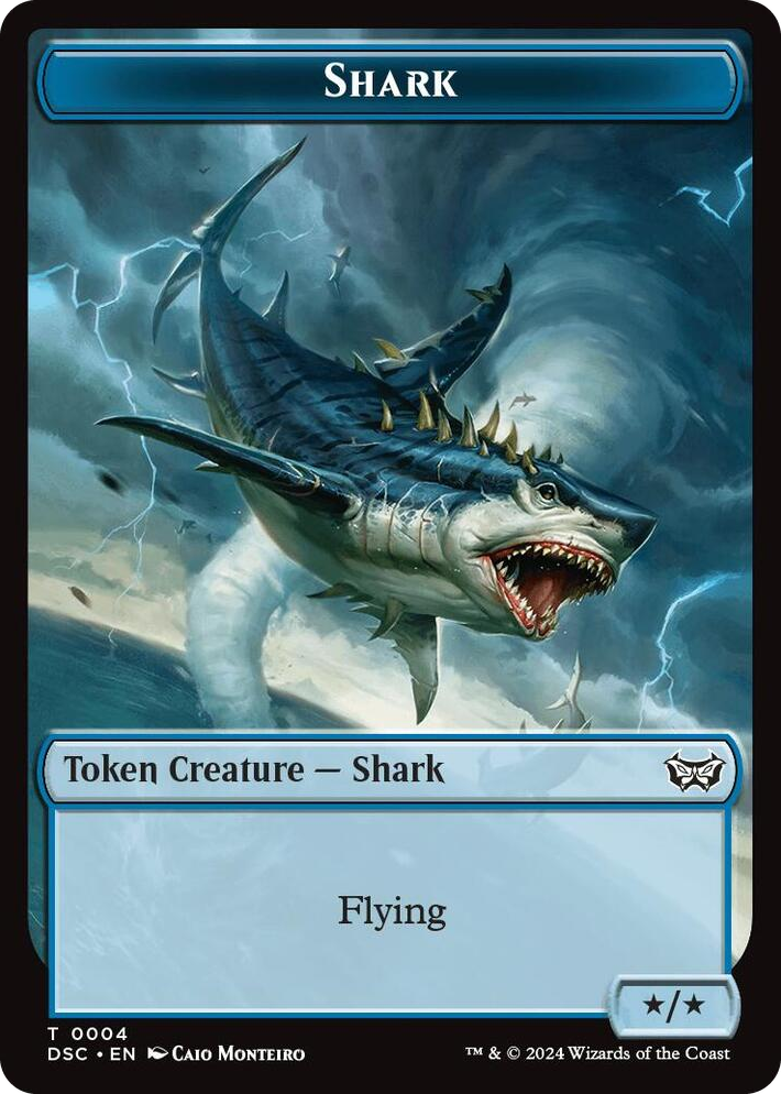 0004 Shark // Copy Double-Sided Token T Commander: Duskmourn: House of Horror
