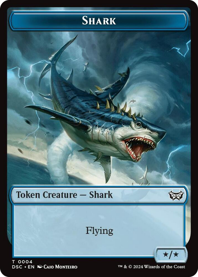 0004 Shark // Copy Double-Sided Token T Commander: Duskmourn: House of Horror