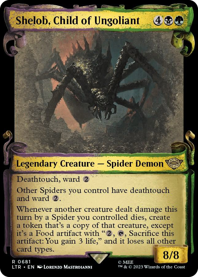Shelob, Child of Ungoliant (Showcase Scrolls) #681 R - Universes Beyond: The Lord of the Rings: Tales of Middle-earth Pokemon card