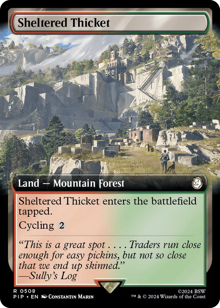 0508 Sheltered Thicket (Extended Art) R Universes Beyond: Fallout