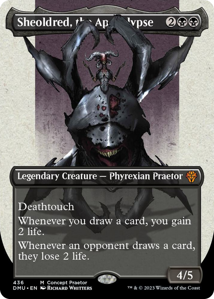 Sheoldred, the Apocalypse (Concept Praetor) (Step-And-Compleat Foil) #436 M - Phyrexia: All Will Be One Pokemon card