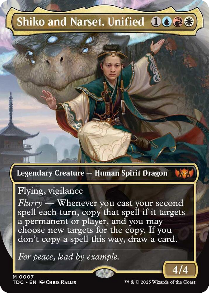 Shiko and Narset, Unified (Borderless) #7 M - Commander: Tarkir: Dragonstorm Pokemon card